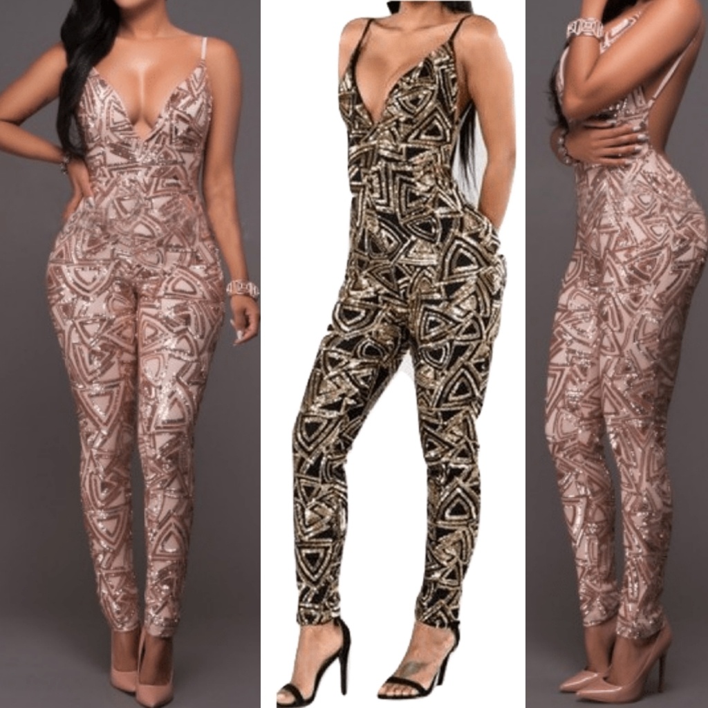 Sequin Backless Jumpsuit